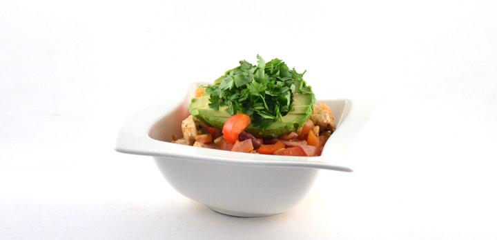 Spicy Mexican chicken in a bowl